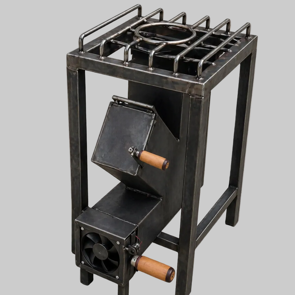 Rocket Stove with 12v Blower Fan – High Efficiency Wood Burning Chulha for Outdoor & Commercial Cooking – Heavy Duty Steel – Pakistan