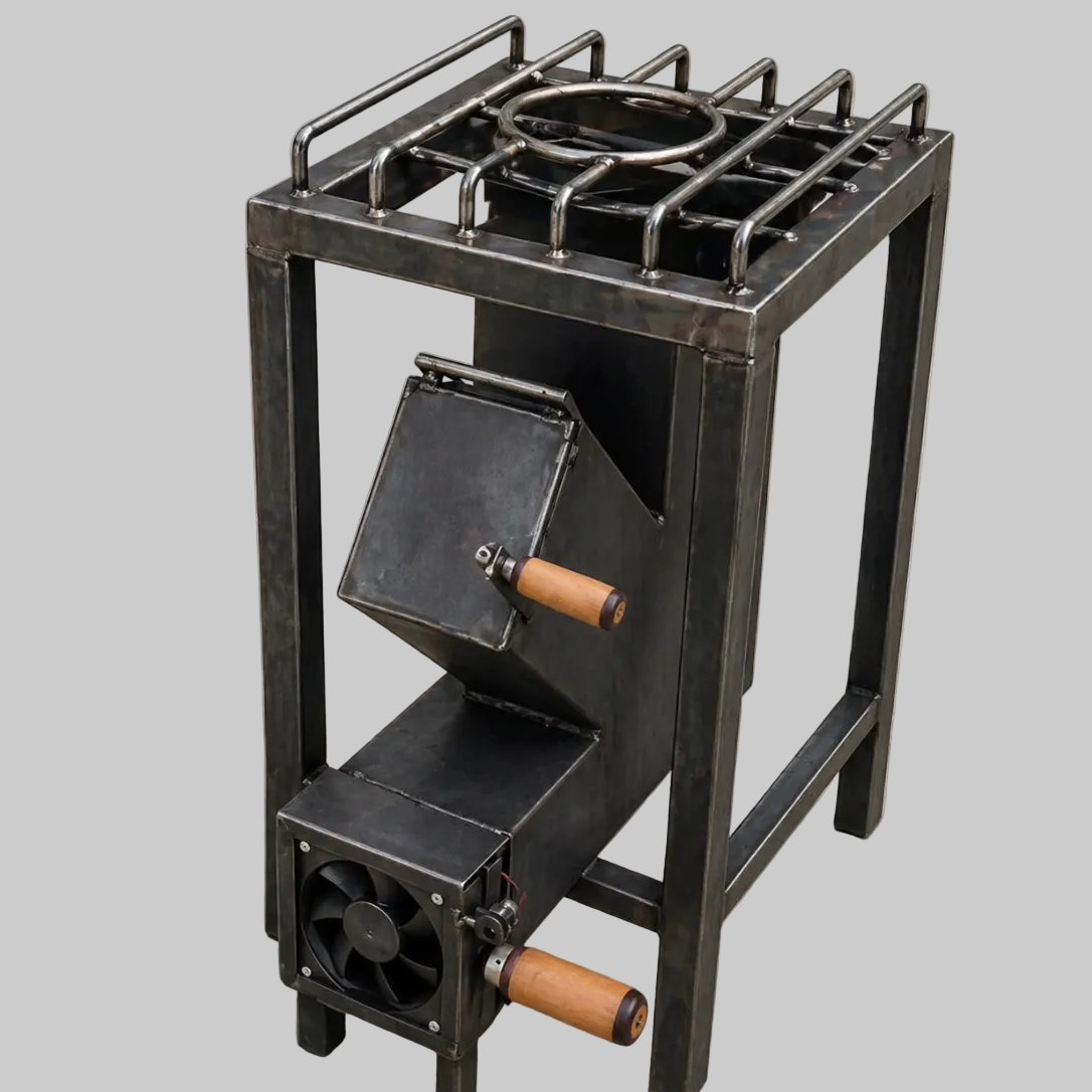 Rocket Stove with 12v Blower Fan – High Efficiency Wood Burning Chulha for Outdoor & Commercial Cooking – Heavy Duty Steel – Pakistan